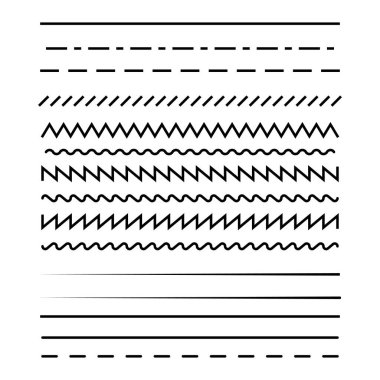 Farklı çizgiler. Açı, eğik, yuvarlak, zikzak, çizgi, eğri