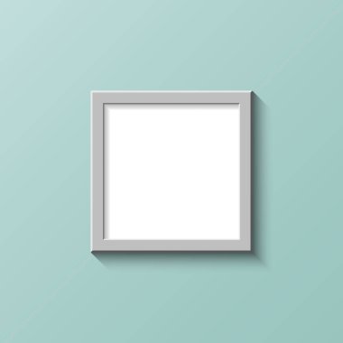 Duvarda beyaz gerçekçi kare çerçeve