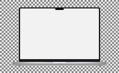 Apple Macbook Pro şeffaf arkaplan üzerinde ön görünüm