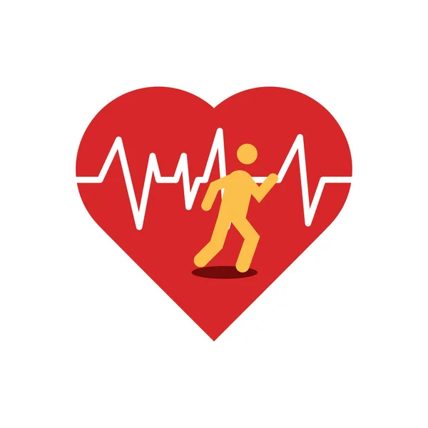 Running Man Cardio Exercise Good Heart Beats Benefits Healthy Lifestyle — Vector de stock