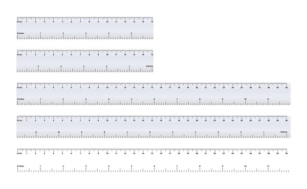 Régua Cms Centímetros Escala Polegadas Ambas Direcções —  Vetores de Stock
