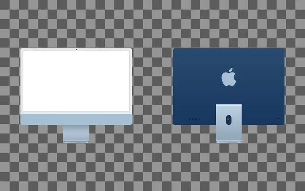 Apple Imac Inch Blue Mockup Background — Vettoriale Stock