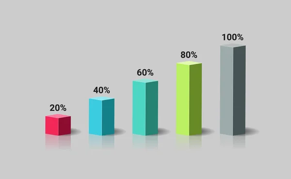 グラフバー事業の成長率インフォグラフィック3Dデザイン — ストックベクタ