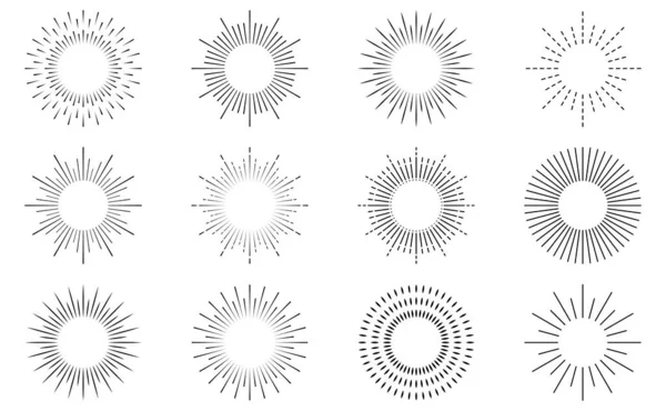 Ročník Sluneční Paprsky Nebo Ohňostroj Set — Stockový vektor