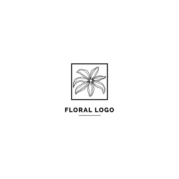 Simple Clean Floral Logo Template Minimal Style Logo Business Branding — Stock Vector