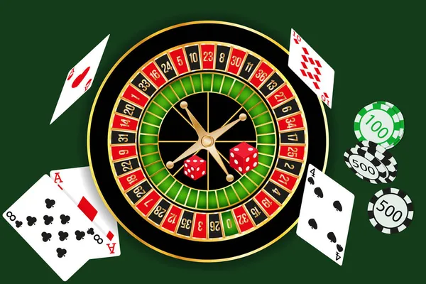 Casino Roulette Cartes Jouer Dés Contexte Pour Casino Sites Pages — Image vectorielle