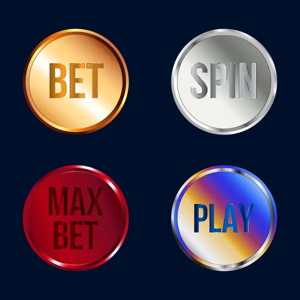 Boutons Pour Casino Ligne Machine Sous Pari Spin Max Pari — Image vectorielle