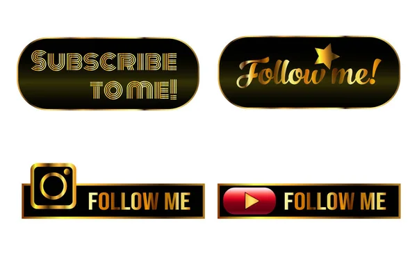 Beni takip et düğme. Düğmeme abone ol. Sosyal rozetler, altın eğimli uzay düğmesi. Instagram ve youtube için düğme.