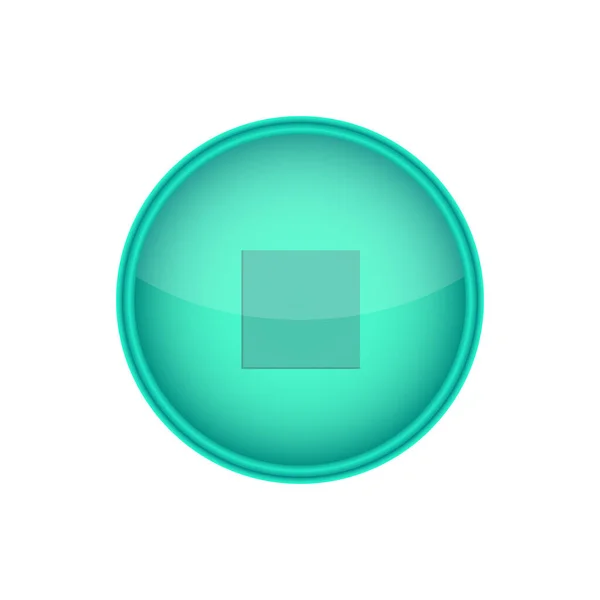 Green Button Stop Glossy Navigation Media Button — Stock Vector