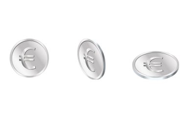 Üç projeksiyonda gümüş euro.