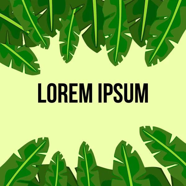 Metin için tropikal bir şablon. Muz yapraklı doğal dekorasyon.
