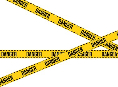 Yellow danger tape on transparent background, Vector warning ribbon on black and yellow colors
