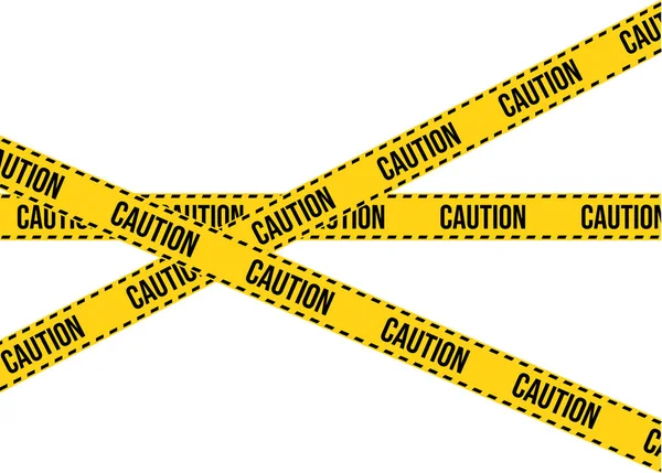 Yellow caution tape on transparent background. Vector warning ribbon in black and yellow colors