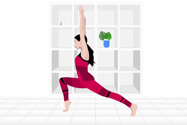 Kız spor için eve gidiyor. Fitness arkaplanı