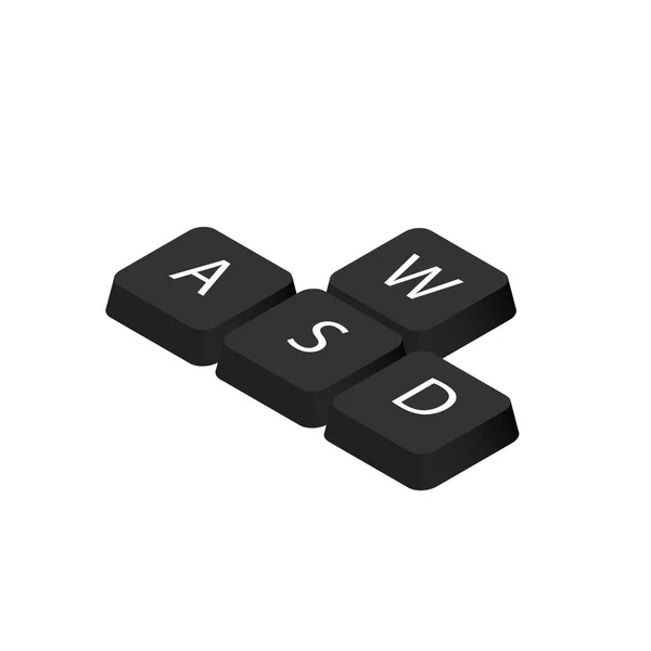 Klavye WASD tuşları. Oyuncular için Isometry illüstrasyonu
