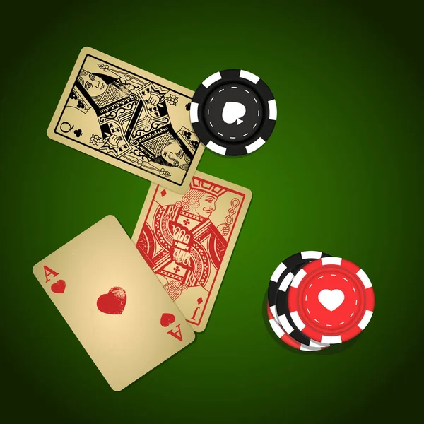 Jeu Poker Jouer Aux Cartes Aux Jetons Contexte Pour Casino — Image vectorielle