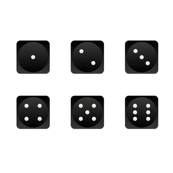 白纸黑字 有不同价值的矢量骰子 在线赌场和赌博艺术的赌博方块 — 图库矢量图片