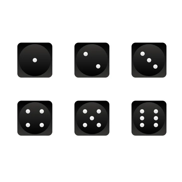 Dados Blanco Negro Dados Vectoriales Con Diferente Valor Cubos Juego — Archivo Imágenes Vectoriales