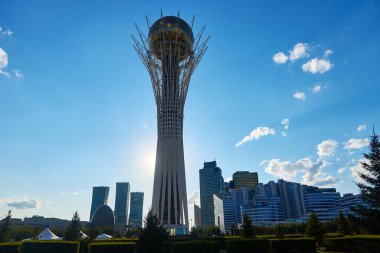 Baiterek Anıtı, ülkenin yaşam ve refah ağacı Nur-Sultan, Kazakistan - 29 Temmuz 2021