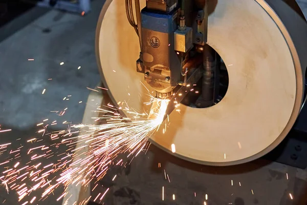 Máquina Corte Por Láser Cnc Corte Tubo Cuadrado Acero —  Fotos de Stock