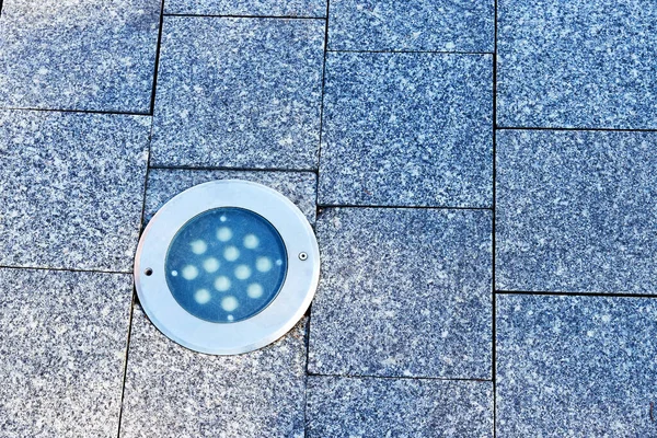 Led Lantern Built Sidewalk Made Stone Tiles — Stock fotografie