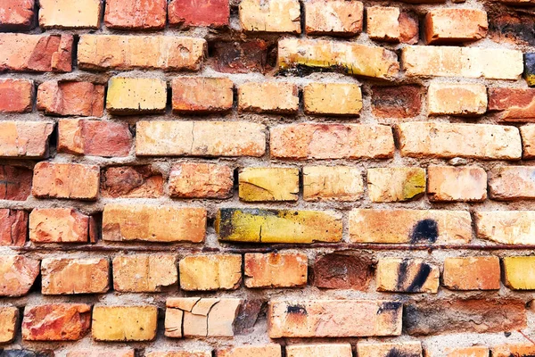 Background Old Damaged Red Brick Wall Texture Cracks — Stok Foto