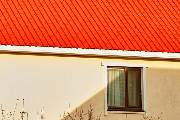 Fragment Facade Private House Metal Profile Roof —  Fotos de Stock