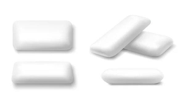 White Mint Chewing Gum Set Ads Package Element Chewing Bubble — Foto de Stock