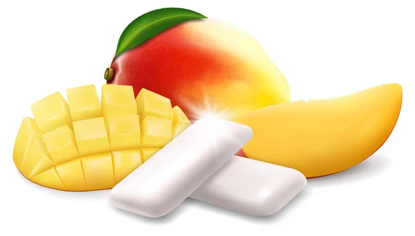 Realistische Kaugummikissen Mit Mangogeschmack Kaugummis Für Gesunde Zähne Frische Atmung — Stockfoto