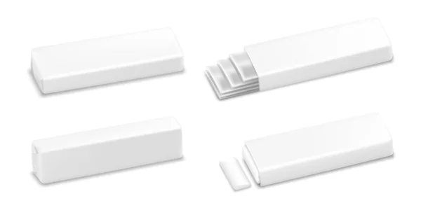 Chewing Gum Mockups White Stripes Realistic Vector Bubble Gum Sticks — Stock Photo, Image