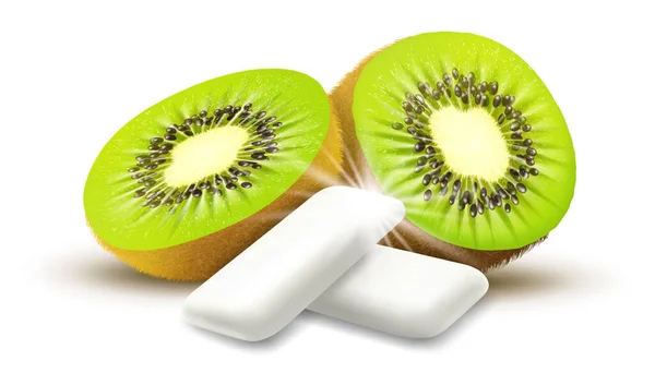 Realistic Fruit Chewing Gum Pellet Kiwi Flavor Chewing Pads Fresh — Foto de Stock