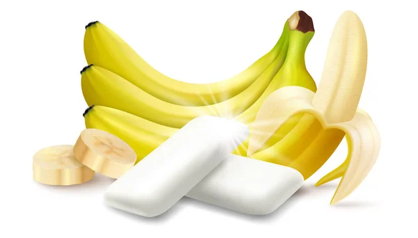 Realistic Fruit Chewing Gum Pellet Banana Flavor Chewing Pads Fresh — Foto de Stock