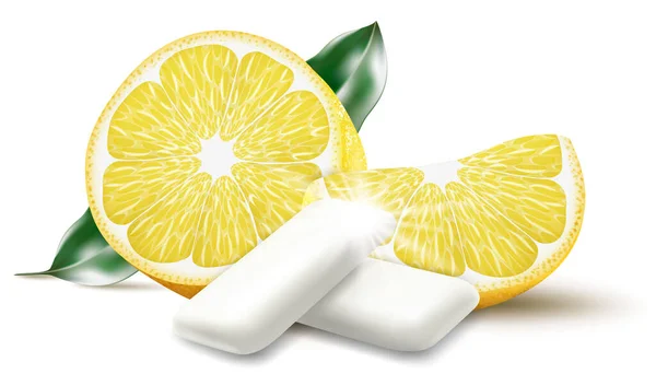 Citrus Chewing Gum Bubble Gum Lemon Flavor Chewing Pads Fresh — Stock fotografie