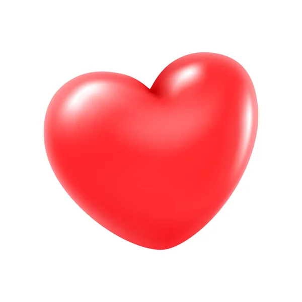 Red Shiny Heart Symbol Realistic Vector Illustration Isolated White Background — Foto Stock