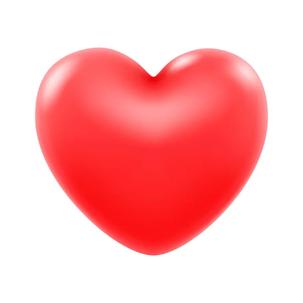 Red Shiny Heart Symbol Realistic Vector Illustration Isolated White Background — Stockfoto