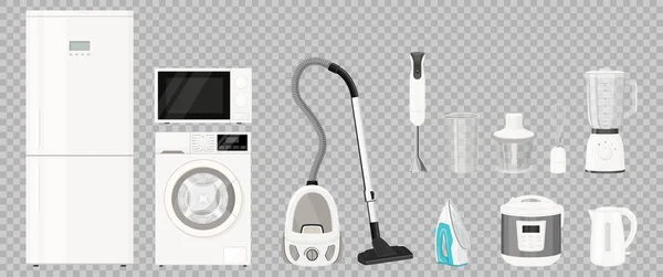 Set Household Appliances Microwave Oven Washing Machine Refrigerator Vacuum Cleaner —  Fotos de Stock