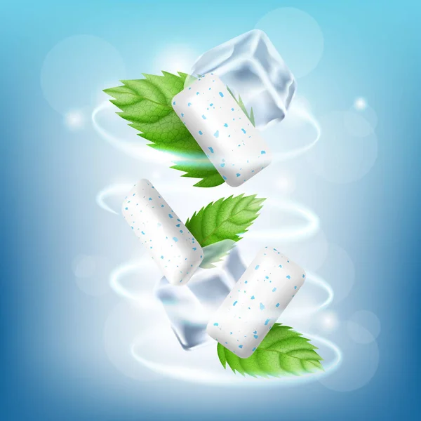 Chewing Gum Aromatic Creative Promo Banner Vector Chewing Gum Pieces — Fotografia de Stock