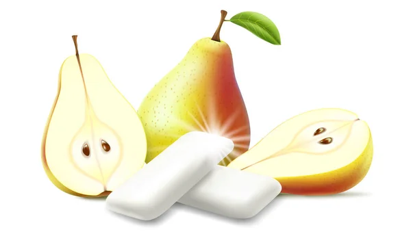 Realistic Fruit Chewing Gum Pellet Pear Flavor Chewing Pads Fresh — Stock Fotó
