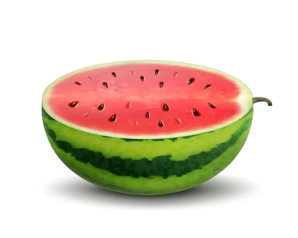 Half Watermelon Seeds Isolated White Background Fresh Watermelon Fruit Design — Foto de Stock