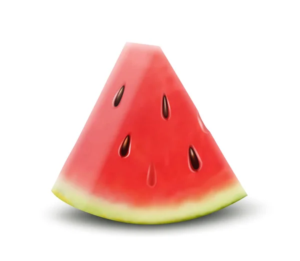 Slice Watermelon Vector Realistic Ripe Fresh Fruit Watermelon Piece Isolated — Zdjęcie stockowe