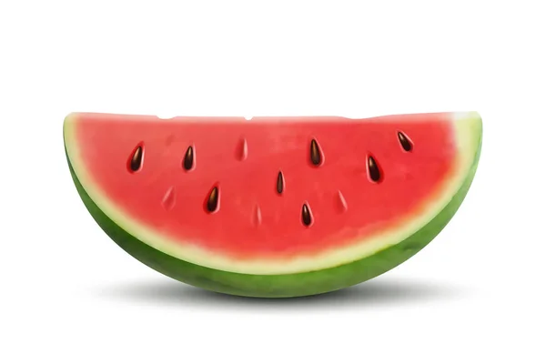 Slice Watermelon Vector Realistic Ripe Fresh Fruit Watermelon Piece Isolated — Stockfoto