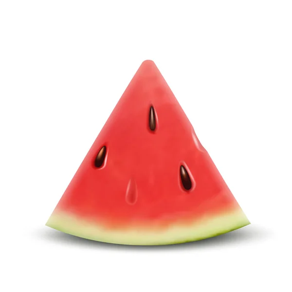 Slice Watermelon Vector Realistic Ripe Fresh Fruit Watermelon Piece Isolated — Stockfoto