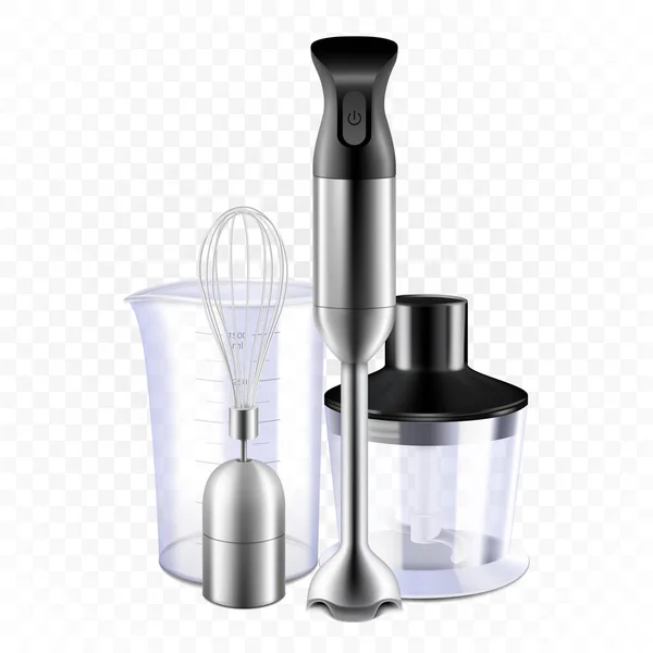 Realistic Blender Set Food Processor Whisk Tools Immersion Blender Measuring — Stock Photo, Image