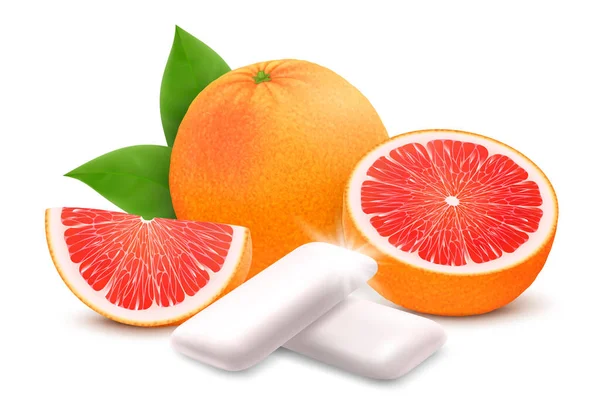 Grapefruit Chewing Gum Bubble Gum Grapefruit Citrus Flavor Chewing Pads — Foto Stock