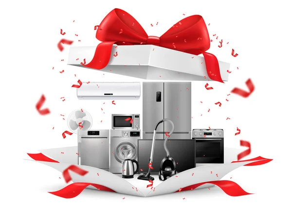 Gift Concept Home Appliances Gift Box Refrigerator Microwave Food Processor — Stockfoto