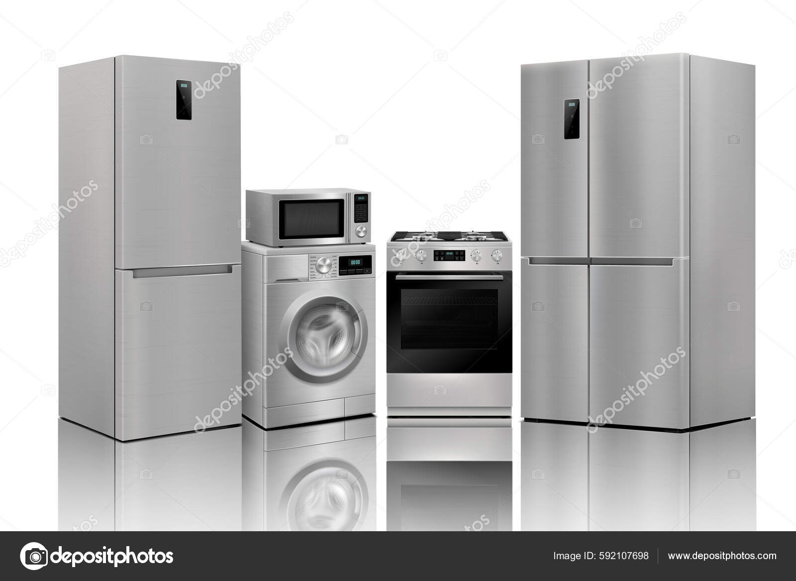 Set Household Appliances Microwave Oven Washing Machine.