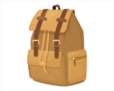 Sırt çantası beyaza izole edilmiş. Sırt çantasından izole nesneler. Ampül torbası. Yürüyüş için ekipman, dağcılık, keşif gezileri. Spor, yaşam tarzı, hobi konsepti. vektör düz illüstrasyon