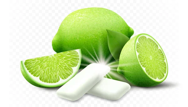 Lime Chewing Gum Bubble Gum Lime Citrus Flavor Chewing Pads — 스톡 사진