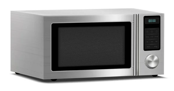 Realistic Microwave Isolated White Background Side View Stainless Steel Range — 스톡 사진