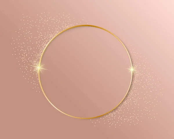 Gold Shiny Glowing Vintage Frame Ring Shadows Fahion Pink Background — Φωτογραφία Αρχείου